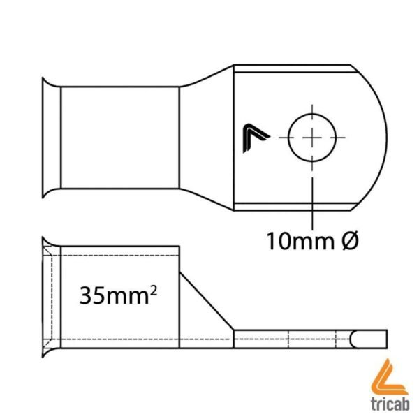 TriCab Half-Moon Bell Mouth Lug 10mm Hole for 2 B&S Cable