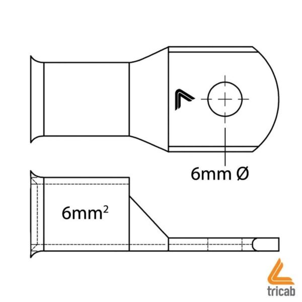 Bell Mouth Lug 6mm Hole for 6mm2 10AWG