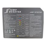 BoostX100 error code table on the back of the Jumpbooster